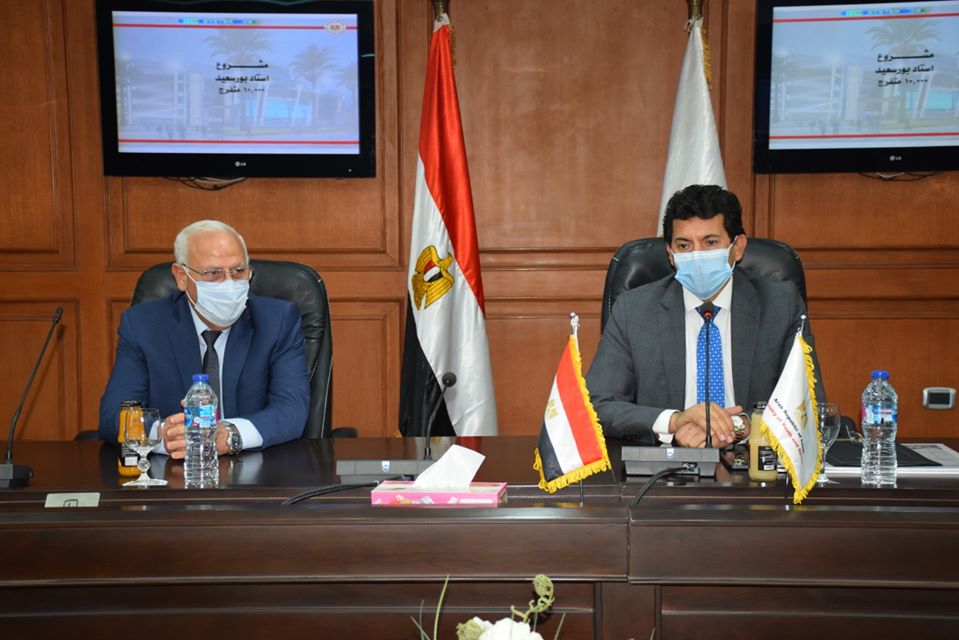 وزير الرياضة ومحافظ بورسعيد مع وزير الإسكان يبحثون انشاء المدينة الرياضية بمدينة سلام بورسعيد