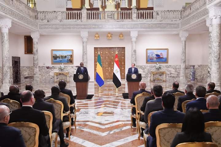 كلمة السيد الرئيس/ عبــد الفتــاح السيسي خلال المؤتمر الصحفى المشترك مع فخامة الرئيس/ بريس أوليجى أنجيما، الرئيس الانتقالى للجمهورية الجابونية