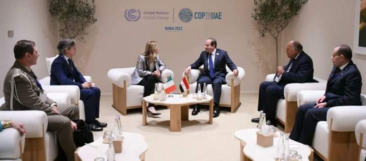 التقى السيد الرئيس عبد الفتاح السيسي اليوم مع السيدة جورجيا ميلوني، رئيسة وزراء إيطاليا